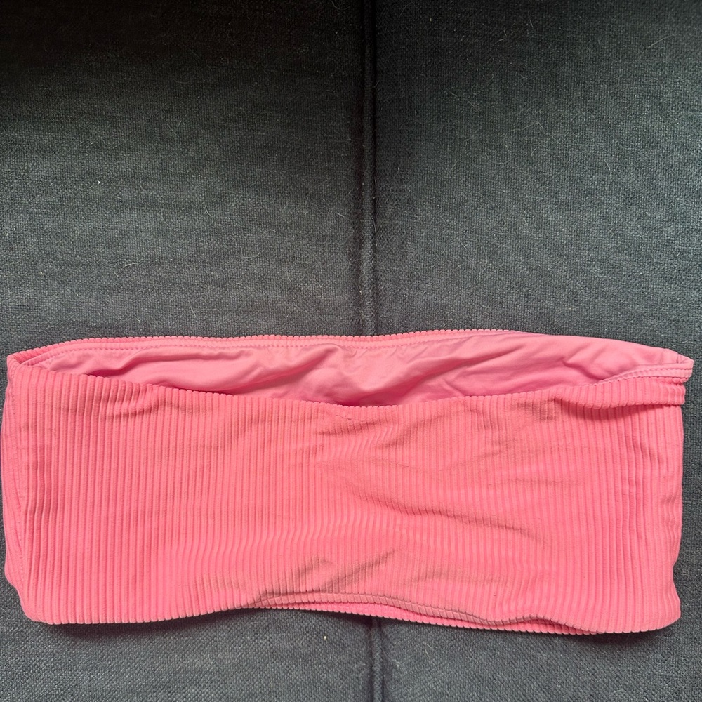 Frankie’s Bikini’s Jenna Ribbed Bandeau Bikini Top in Cherub (Pink) sz S - Picture 4 of 5
